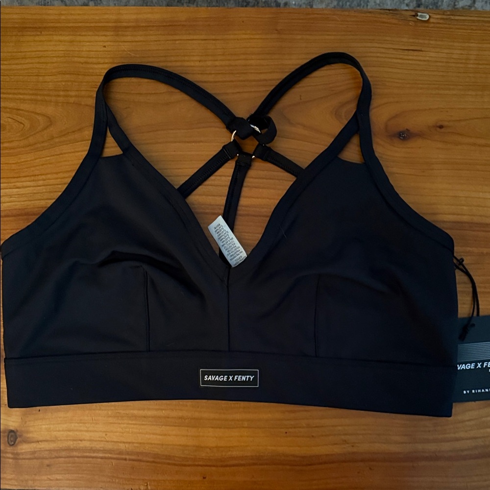 NWT Savage X Fenty Black Strappy Sports Bra